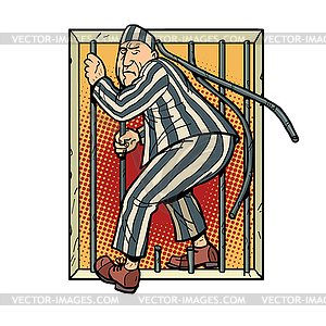 Prisoner escapes of prison. Jailbreak - vector image