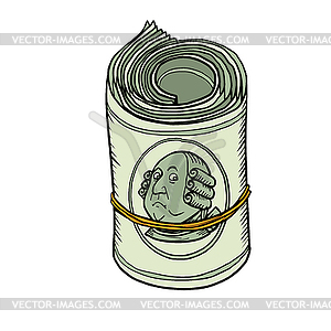 One hundred dollars bundle of banknotes gum - vector EPS clipart