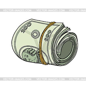 One hundred dollars bundle of banknotes gum - vector clipart