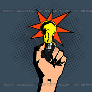 Light bulb in hand - vector clip art