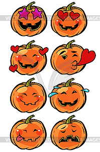 Love heart passion confusion Emoji Halloween pumpki - vector clipart