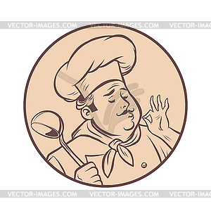 Graphic silhouette cook ok gesture, gourmet food - vector clipart