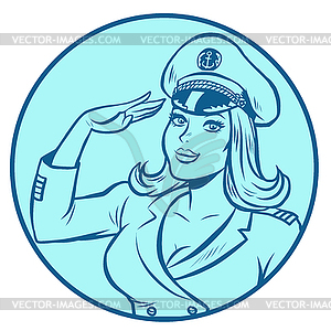 Woman captain of sea ship - vector image