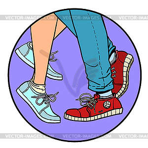 Youth boy and girl couple dancing at party - vector clipart