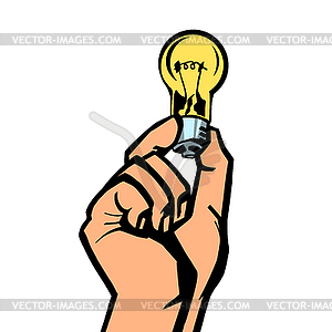 Light bulb in hand - vector image