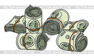 Стодолларовая пачка банкнот жвачки - векторное изображение