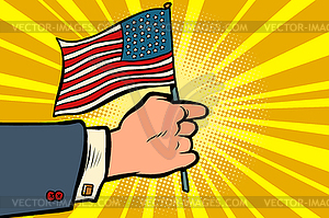 Hand with American flag. Independence day. Patrioti - vector image