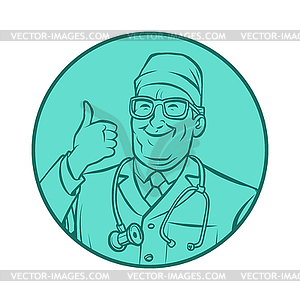 Leinart graphics doctor, thumb up gesture - vector clipart