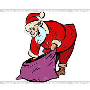 Gift bag Santa Claus character Christmas new year - vector image