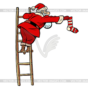 Sock gift. Santa Claus character Christmas new year - vector clipart