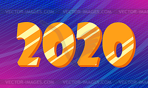Golden 2020 new year blue background - vector image