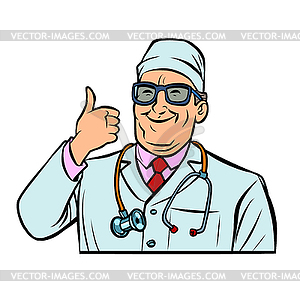 Доктор, большой палец вверх жест - векторизованное изображение клипарта