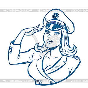 Woman captain of sea ship - vector clipart