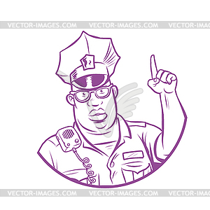 Police index finger up - royalty-free vector image