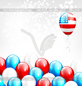 Balloons in national USA colors on grayscale - vector image