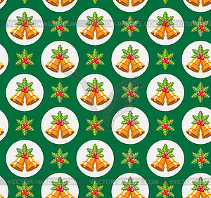 Seamless Traditional Christmas Pattern with Holly - vector clipart