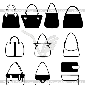 Набор плоских женщина мешки - иллюстрация в векторе