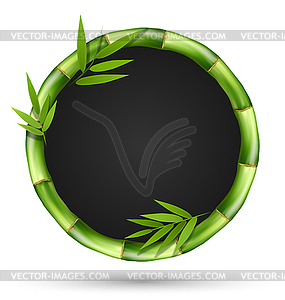 Bamboo grass circle frame with leaves - stock vector clipart