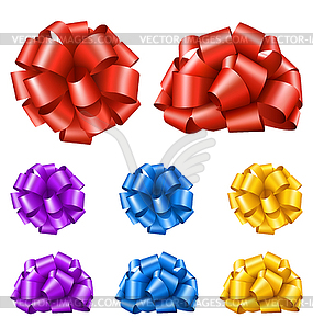 Set Collection of Colorful Festive Ribbon Bows - vector clipart