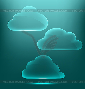 Glassy infographic clouds icons on cyan - vector image