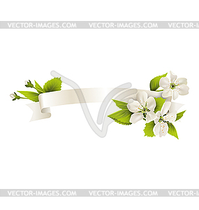 Festive satin ribbon garland flag with cherry - vector image