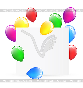 Festive paper frame with inflatable bright air balls - vector image