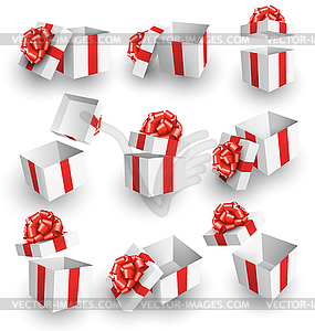 Set Collection of White Celebration Gift Boxes - vector image