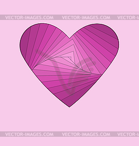 Hand-made paper folding heart on violet - vector image