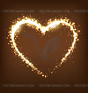 Sparkling heart on brown - vector clipart