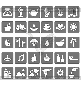 Spa yoga zen flat icons - vector image