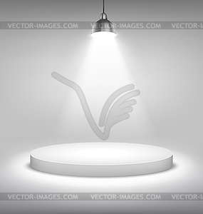 Illuminated White Stand Podium to Place Object - vector image