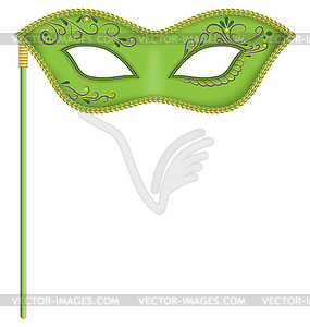 Green mask on stick - vector clipart