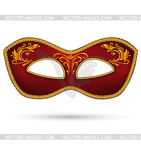 Red mask with golden braid - vector clipart