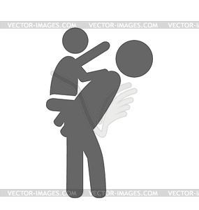 Father and baby play pictogram flat icon - vector clipart