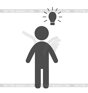 Man with idea lamp flat icon pictogram - royalty-free vector image