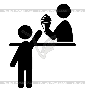 Summertime Pictogram Flat People and Ice Cream Stor - vector image