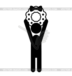 Christmas Decoration Man with Wreath Icon - vector image