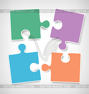 Four Puzzle Jigsaw Infographic Elements on Grayscale - vector image