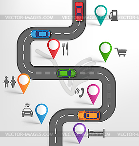 Road Infographic Travel Background with Pointers - vector clipart