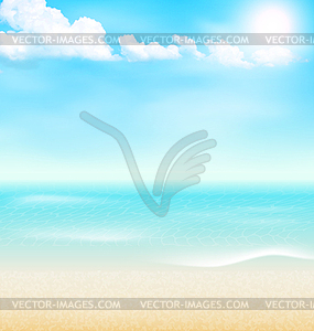 Beach seaside sea shore clouds. Summer vacation - stock vector clipart