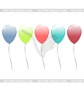 Five multicolor balloons - vector image