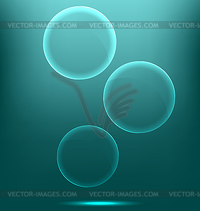Glassy infographic circles icons on cyan - vector image