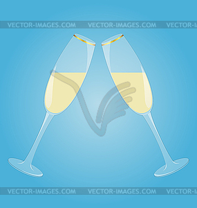 Two glasses with sparkling wine - color vector clipart