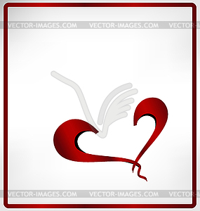 Red heart with red frame - vector image