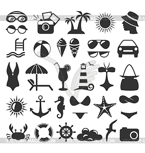 Summer flat icons set - vector clip art