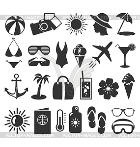 Summer flat icons set - vector image