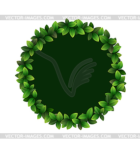 Green leaves circle frame - color vector clipart