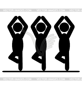 Yoga balance asana people pictogram flat icon - white & black vector clipart