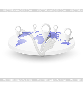 Карта мира с контактами - векторный клипарт