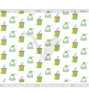 Spring seamless pattern with cleaning tools - vector image